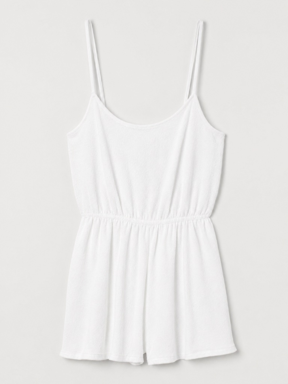 White Terry Cloth Spaghetti Strap Romper Size S Terrycloth Towel Material
